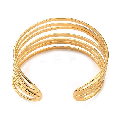 304 Stainless Steel Multi Line Cuff Bangles BJEW-F457-05G-1