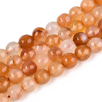 Natural Red Agate Beads Strands G-T139-8mm-89A-01-1
