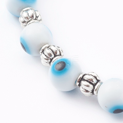 Handmade Round Evil Eye Lampwork Beaded Stretch Bracelets BJEW-JB05974-03-1