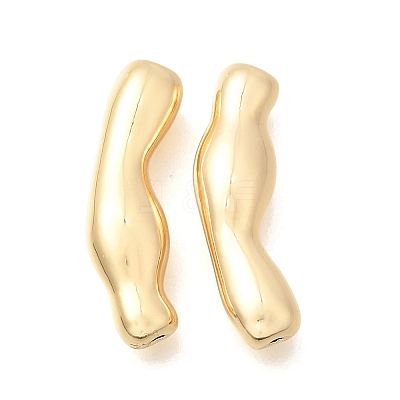 Brass Wavy Curved Tube Beads KK-N289-11G-1