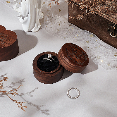 Wooden Rings Storage Gift Boxes CON-WH0109-003-1