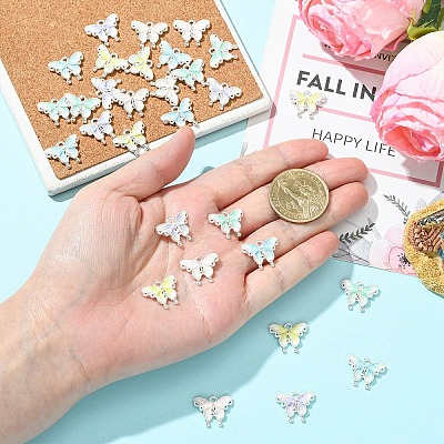 30Pcs 5 Colors Alloy Enamel Pendants ENAM-YW0008-36-1