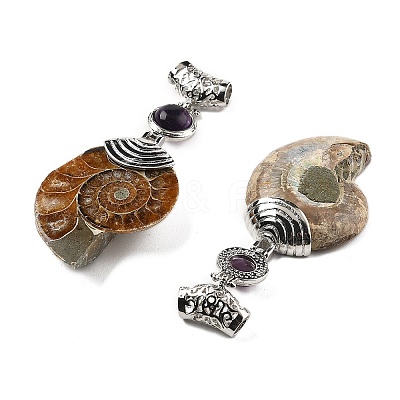 Natural Amethyst Fossil Snail Pendants G-F062-16-1