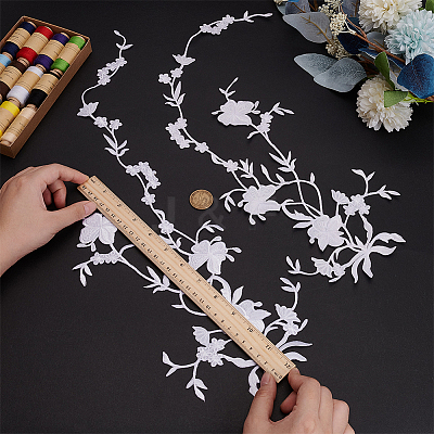 Polyester Embroidery Flower Lace Appliques DIY-WH0504-262-1