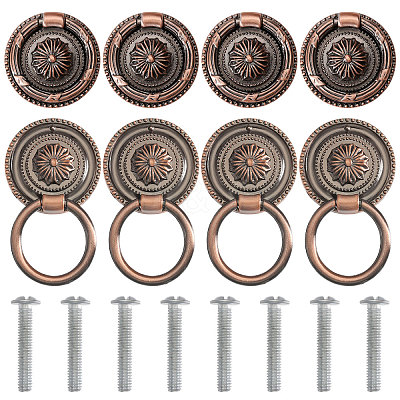 8Pcs Flower Zinc Alloy Cabinet Handles AJEW-FH0006-30B-1