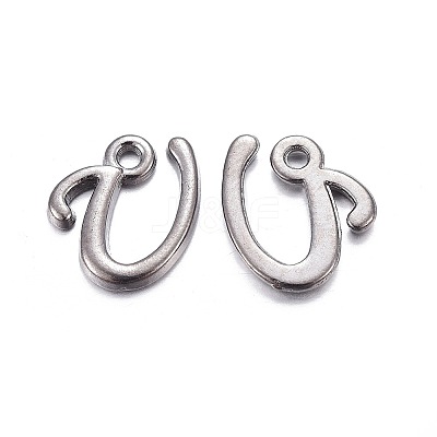 Gunmetal Plated Alloy Letter Pendants LS-PALLOY-J718-01B-U-1