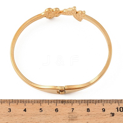304 Stainless Steel Micro Pave Clear Cubic Zirconia Hinged Bangles for Women SA-C001-05G-1