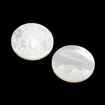 Natural White Shell Carved Cabochons SSHEL-I026-03A-02-1