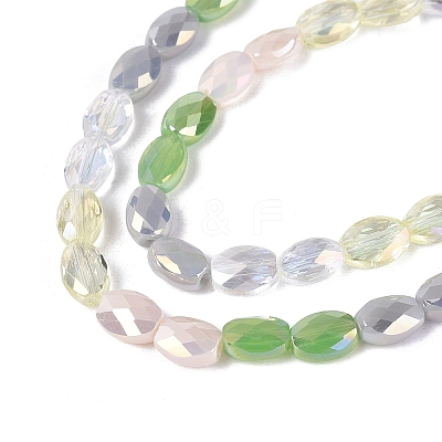 Electroplate Imitation Jade & Opaque & Transparent Glass Beads Strands EGLA-Q135-4x6MM-01E-1