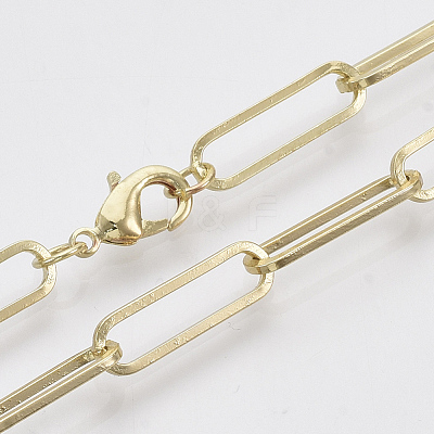 Brass Flat Oval Paperclip Chain Necklace Making MAK-S072-07B-LG-1