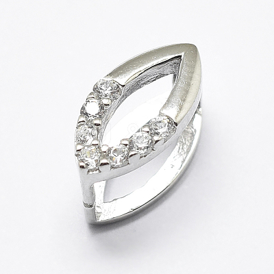Anti-Tarnish Rhodium Plated 925 Sterling Silver Micro Pave Cubic Zirconia Pendant Bails STER-E053-07P-1