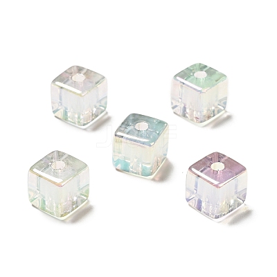 UV Plating Rainbow Iridescent Transparent Acrylic Beads OACR-A014-05-1