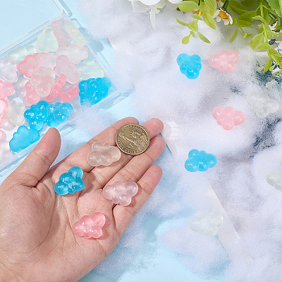 40pcs 4 Colors Luminous Transparent Resin Cabochons RESI-SC0006-58-1