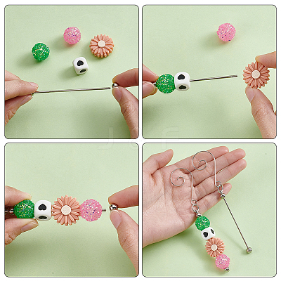 12Pcs Iron Beaded Hook Christmas Tree Decoration AJEW-AR0005-57-1