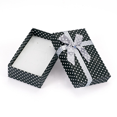 Polka Dot Print Cardboard Jewelry Gift Boxes with Bowknot CON-TAC0001-10E-1