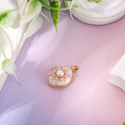 1Pc Brass Enamel Locket Pendants KK-TADJ0001-05B-1