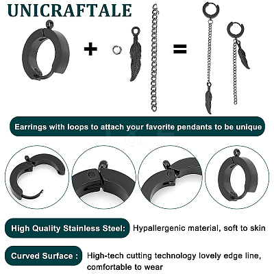 10Pcs 304 Stainless Steel Huggie Hoop Earrings Findings STAS-UN0034-56-1