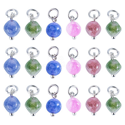 30Pcs Natural Colorful Tourmaline Dice Charms PALLOY-TA00366-1