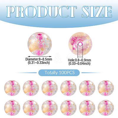 100Pcs Crackle Transparent Glass Beads GLAA-TADJ0001-12I-1