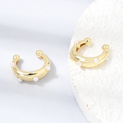 Brass ABS Plastic Pearl Cuff Earrings for Women PL-CBA43D6-01G-1