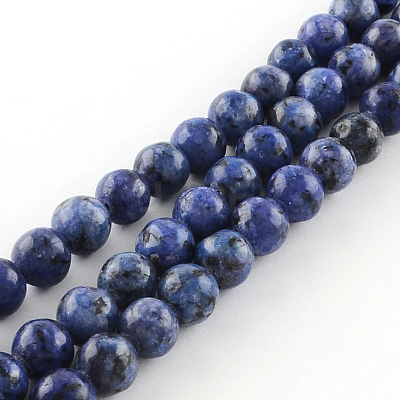 Dyed Natural Sesame Jasper Round Beads Strands X-G-R342-6mm-12-1