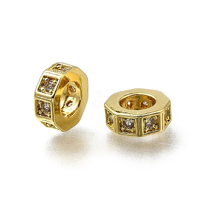 Brass Micro Pave Clear Cubic Zirconia European Beads LS-ZIRC-I070-091G-1
