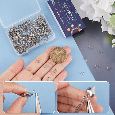 500Pcs 304 Stainless Steel Triangle Rings STAS-SC0005-43-1