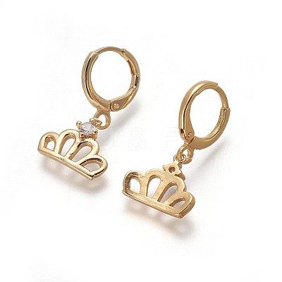 Brass Dangle Hoop Earrings EJEW-F199-03G-1