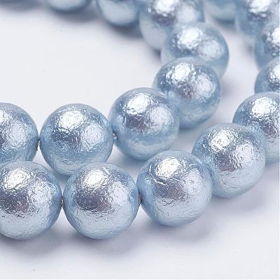 Wrinkle Textured Shell Pearl Beads Strands BSHE-E016-6mm-M-1