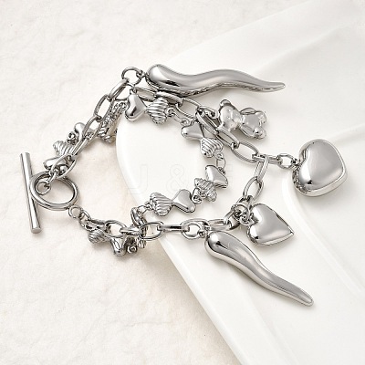 304 Stainless Steel Double-strand Bracelets BJEW-G758-01P-1