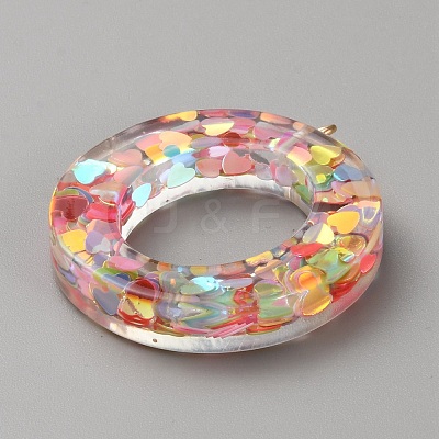 Transparent Glitter Resin Pendants RESI-TAC0005-025P-O-1