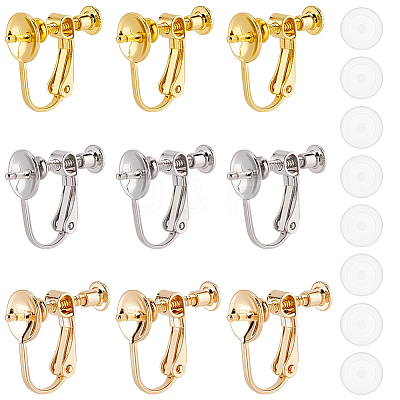 18Pcs 3 Colors Brass Clip-on Earring Findings KK-SC0006-61A-1