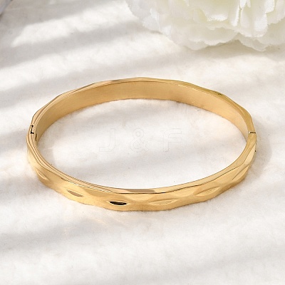 Hammered 304 Stainless Steel Hinged Bangles BJEW-D408-14G-1