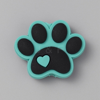 Paw Print PVC Plastic Beads SIL-SZC0005-13M-1