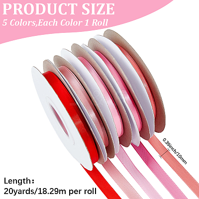 5 Rolls Single Face Polyester Satin Ribbon SRIB-CY0001-38C-1