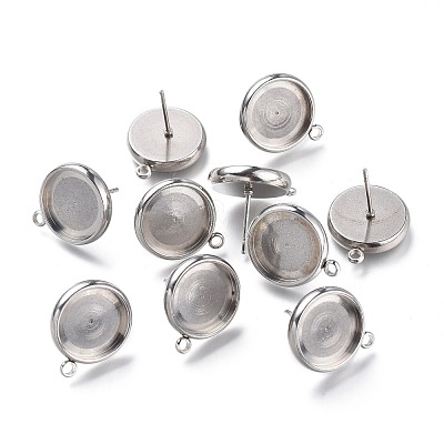 Non-Tarnish 304 Stainless Steel Stud Earring Settings STAS-I161-01E-P-1
