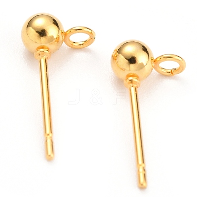 304 Stainless Steel Ball Post Stud Earring Findings STAS-Z035-02G-C-1