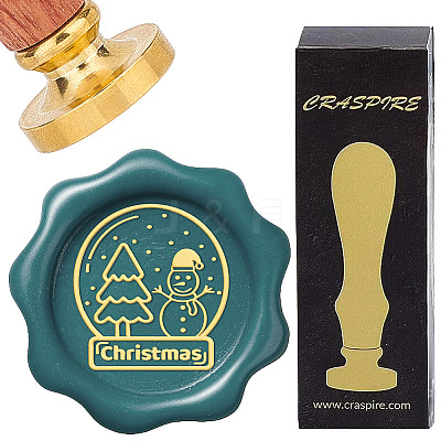 Brass Wax Seal Stamps with Wood Handle AJEW-WH0412-0144-1