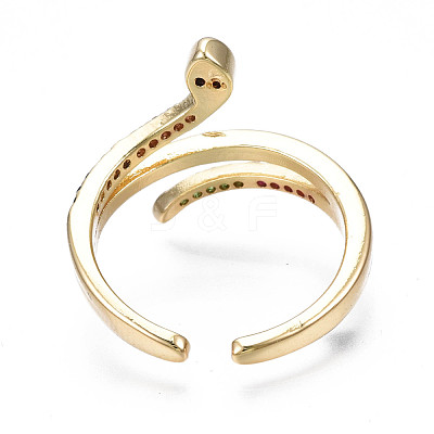 Spakling Cubic Zirconia Snake Wrap Cuff Ring RJEW-N035-070B-NF-1