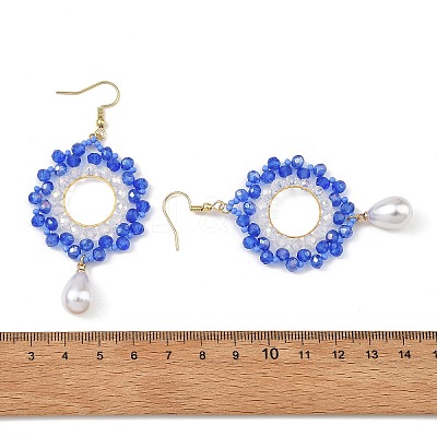 Brass Glass Beads Dangle Earrings EJEW-MZ00764-01-1