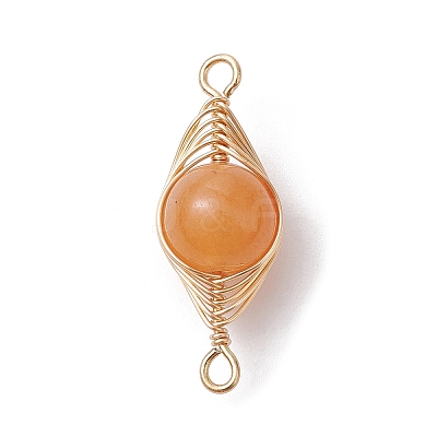 7Pcs 7 Styles Natural & Synthetic Mixed Gemstone Copper Wire Wrapped Connector Charms PALLOY-JF02517-01-1