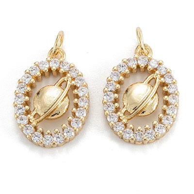 Brass Micro Pave Clear Cubic Zirconia Pendants ZIRC-M115-16G-1