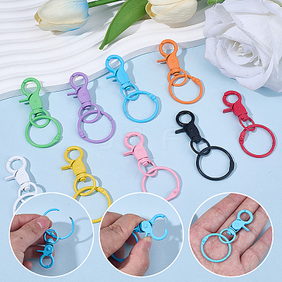 18Pcs 9 Colors Spray Painted Zinc Alloy Swivel Clasps FIND-SP0005-54-1