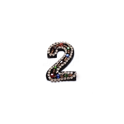 Number Colorful Rhinestone Patches DIY-WH0308-25B-1