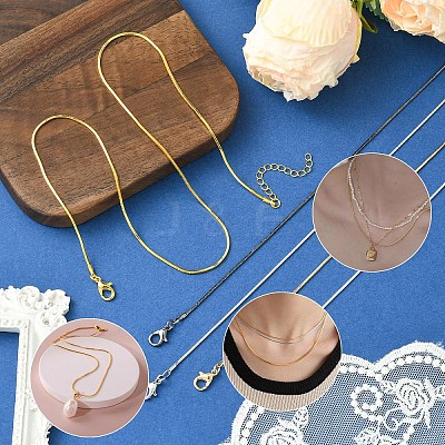 5Pcs 5 Colors Brass Square Snake Chain Necklace Making MAK-YW0001-24-1