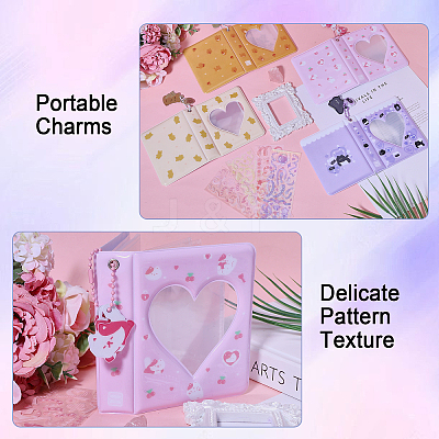 4Pcs 4 Colors 3 Inch Heart Window PVC Photo Albums AJEW-GL0002-85-1