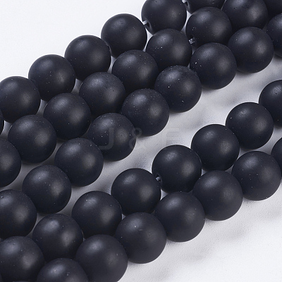 Synthetic Black Stone Bead Strands X-G-R345-10mm-38-1-1