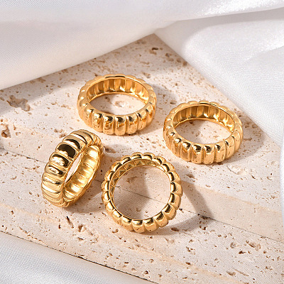 Wave Texture 304 Stainless Steel Finger Rings WGA78FE-02-1