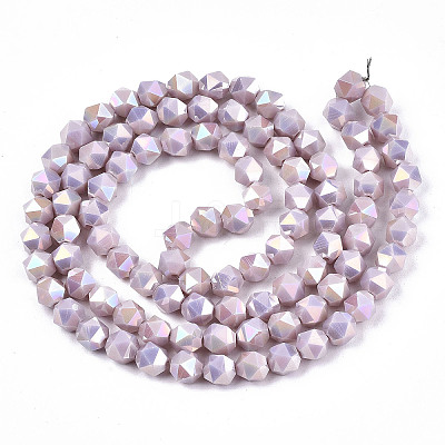 Electroplate Opaque Glass Beads Strands LS-EGLA-T019-05R-1