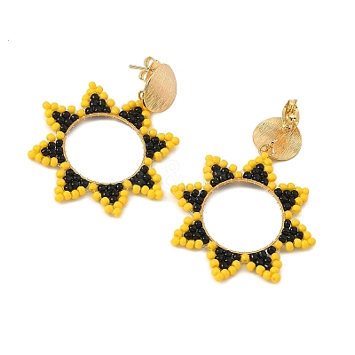 Brass Dangle Stud Earrings for Women EJEW-MZ00758-1